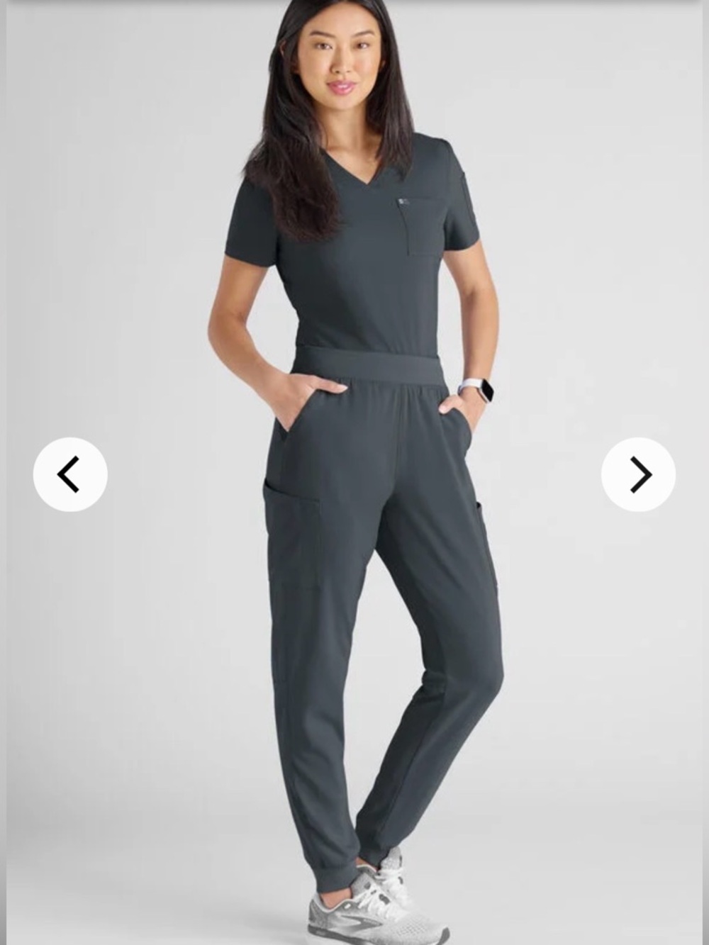 Easy stretch V-Neck Scrub Top & Jogger Set - pewter gray